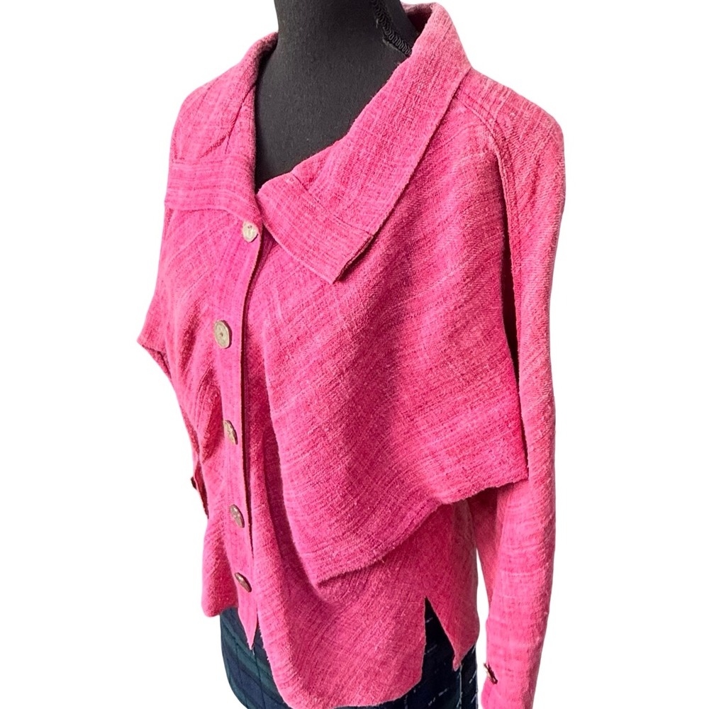 Dancing Ladies Santa Fe Art to Wear Jacket Pink Hemp‎ Lagenlook Draped Boho OS